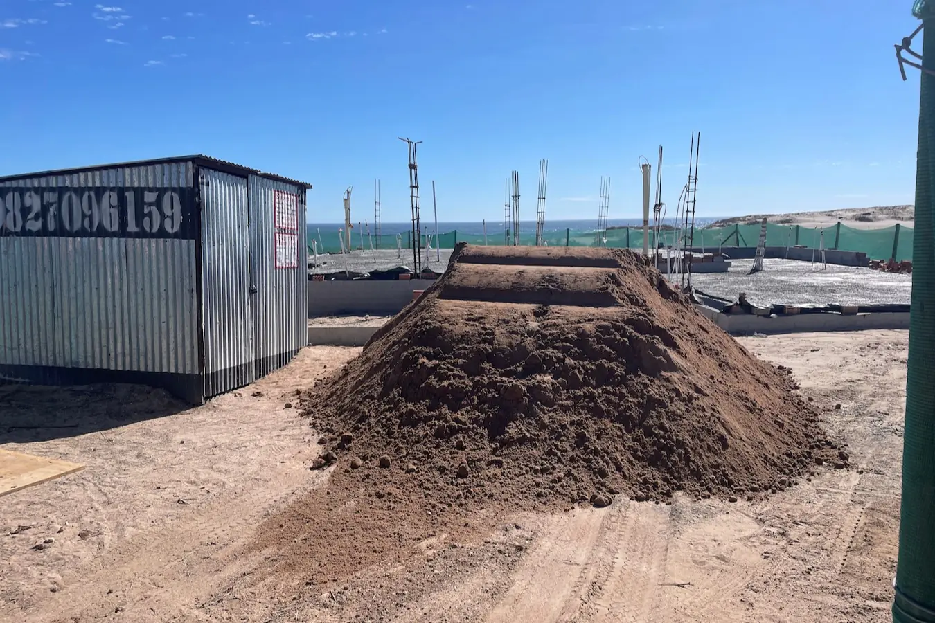 Sand delivered at a construction site for building and plastering